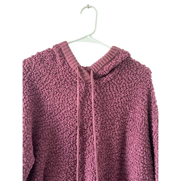 Zenana Premium Womens Hooded Popcorn Knit Sweater Large Plum Purple Polyester & - Picture 8 of 8